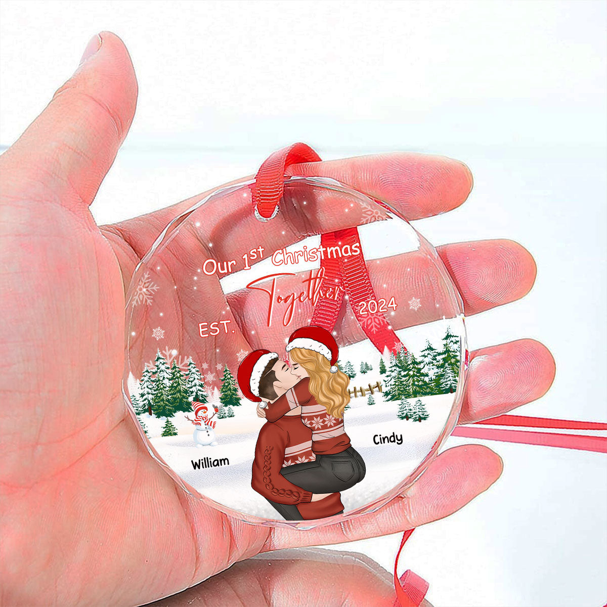 First Christmas With You - Personalized Custom Glass Ornament