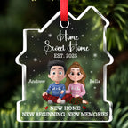 Home Sweet - Personalized Custom House Shaped Glass Ornament