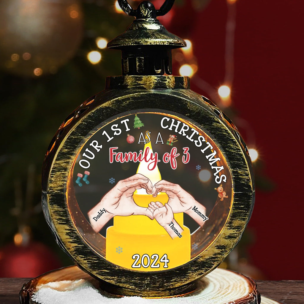 Family Of Three - Personalized Custom Christmas Lantern