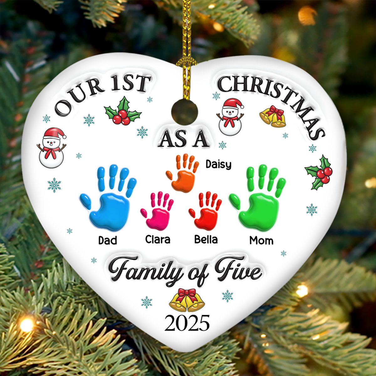 Our First Christmas 2 - Personalized Custom 3D Inflated Effect Ceramic Ornament