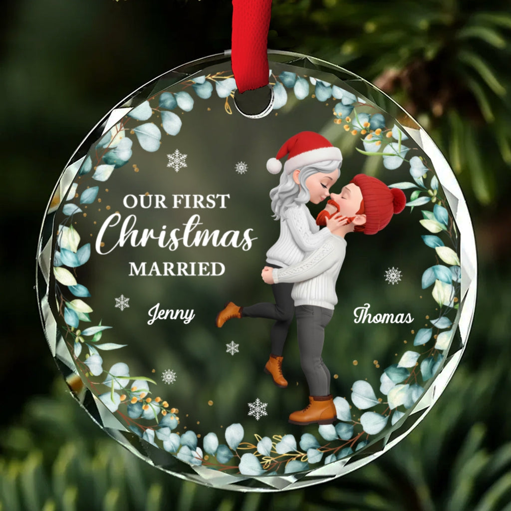 First Christmas Of Us - Personalized Custom Glass Ornament