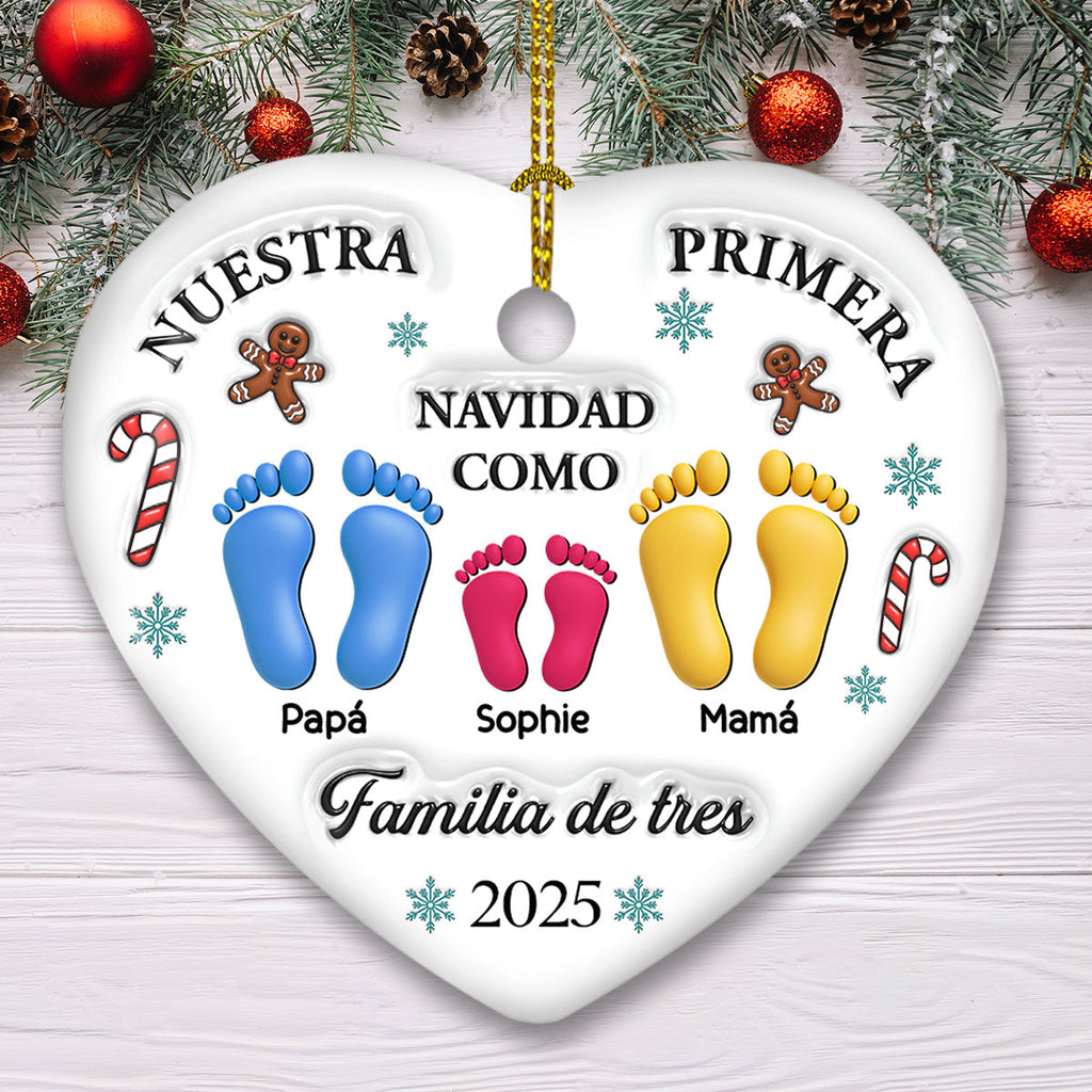 Nuestra Primera Navidad – Adorno de Cerámica Personalizado con Efecto 3D