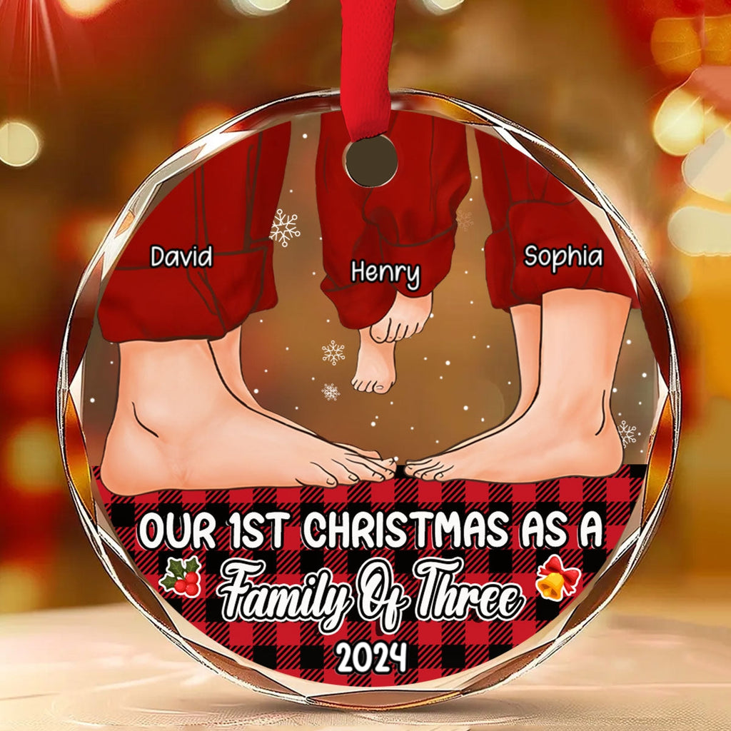 Our First Christmas As A Family - Personalized Custom Glass Ornament