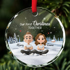 Our First Christmas Together Cartoonize - Personalized Custom Glass Ornament