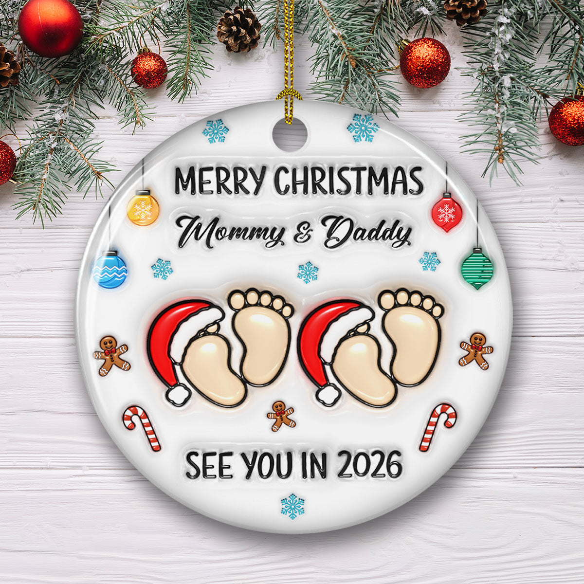 Baby See You Soon - Personalized Custom 3D Inflated Effect Ceramic Ornament