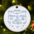 First Christmas Married - Personalized Custom Ceramic Ornament