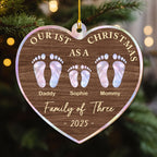 Our First Christmas Mother Of Pearl - Personalized Custom Wood Ornament