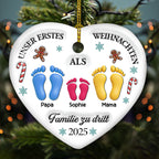 Unser erstes Weihnachten – Personalisierter Herz-Keramikanhänger mit 3D-Effekt