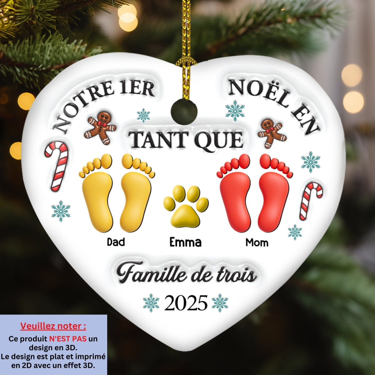 Ornement En Céramique Personnalisé À Effet 3D - Notre Premier Noël