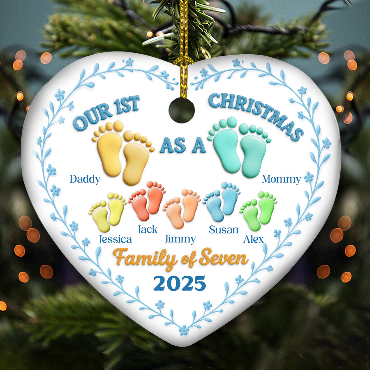 Family Of - Personalized Custom 3D Effect Ceramic Ornament