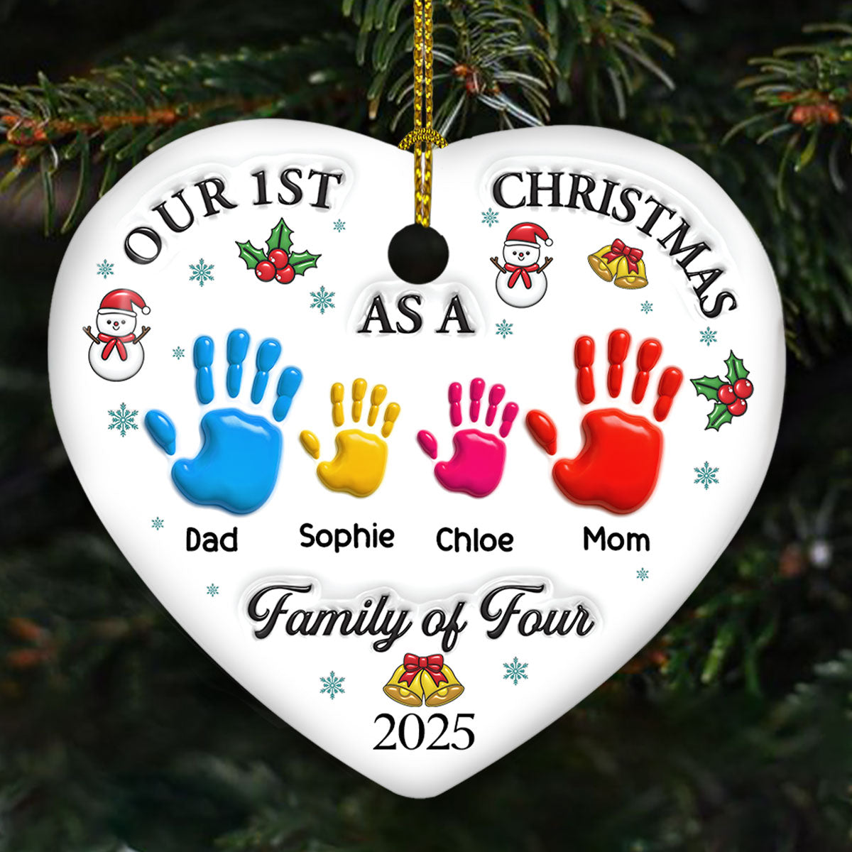 Our First Christmas 2 - Personalized Custom 3D Inflated Effect Ceramic Ornament