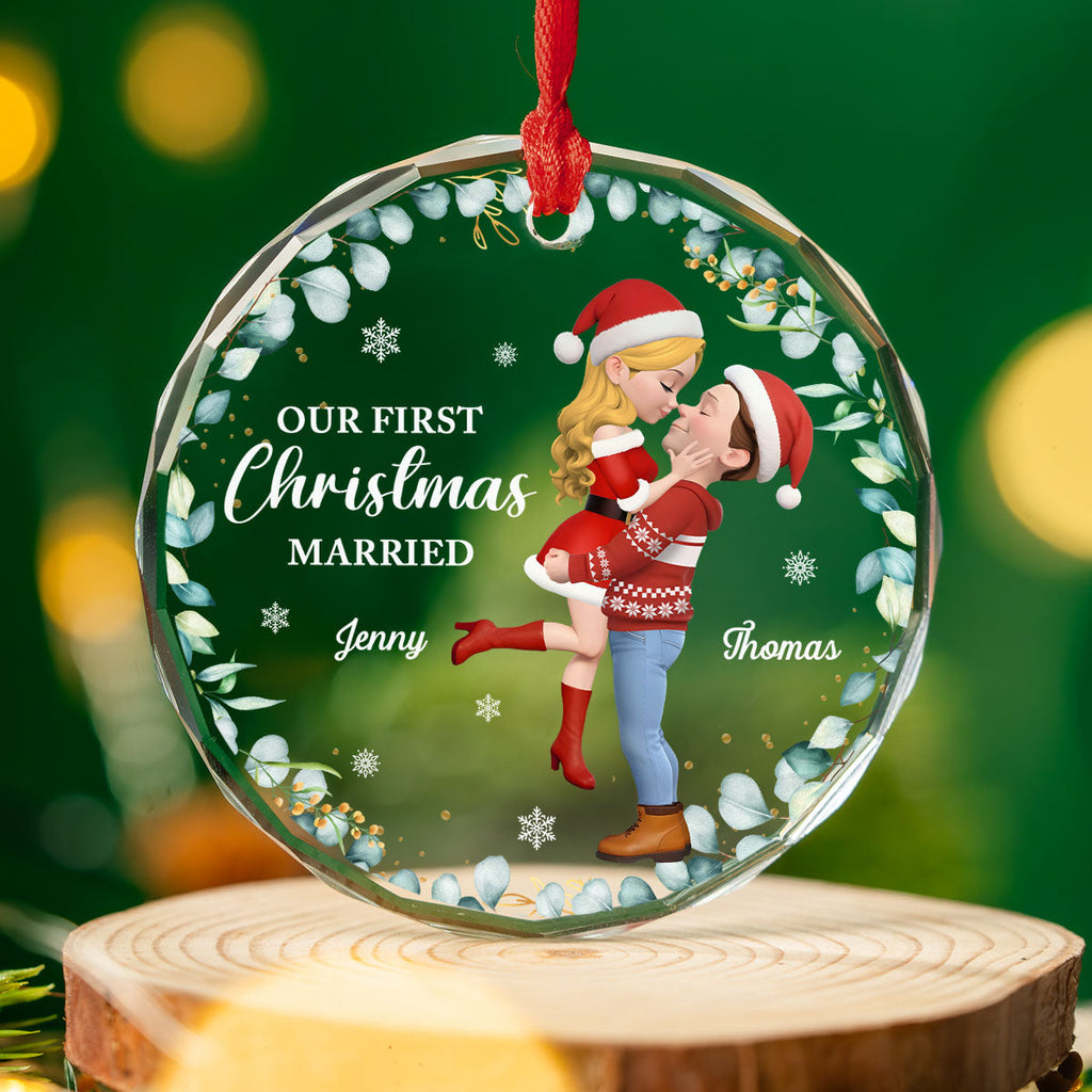 First Christmas Of Us - Personalized Custom Glass Ornament