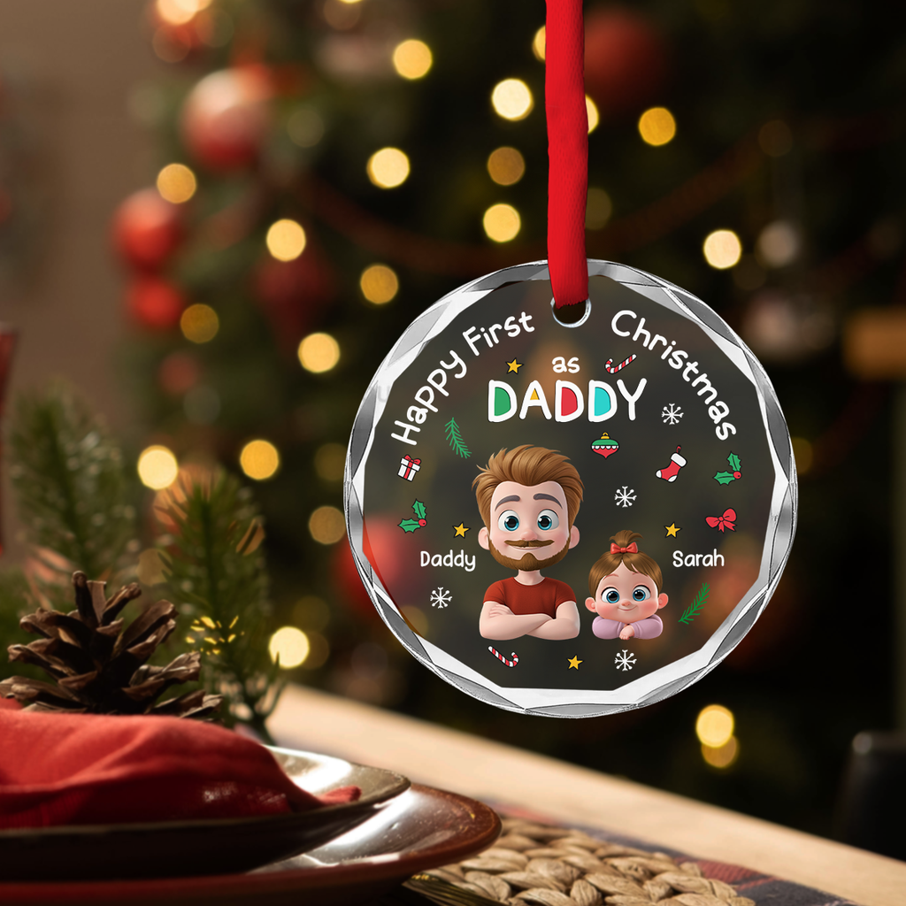 First Christmas With Baby - Personalized Custom Glass Ornament