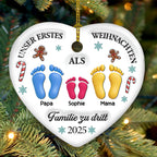 Unser erstes Weihnachten – Personalisierter Herz-Keramikanhänger mit 3D-Effekt