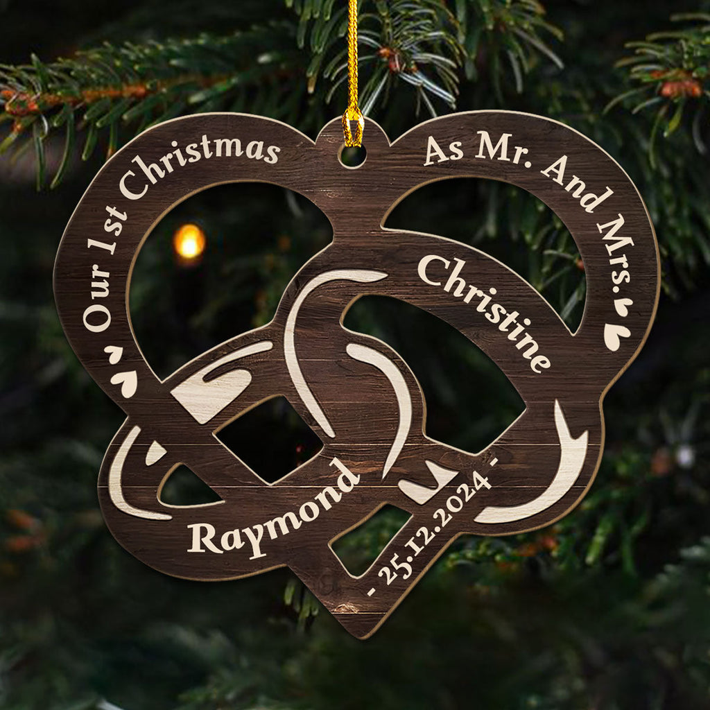 Our 1st Christmas Married - Personalized Custom Wood Ornament