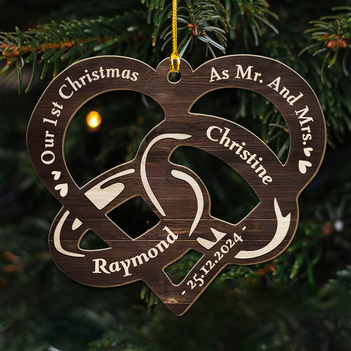 Our 1st Christmas Married - Personalized Custom Wood Ornament
