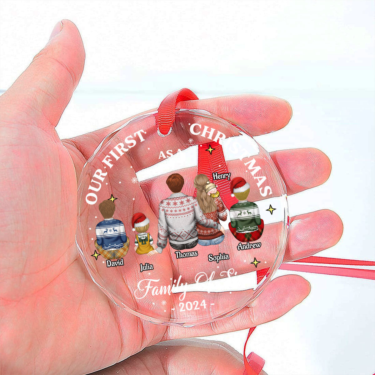 Our 1st Christmas As A Family - Personalized Custom Glass Ornament