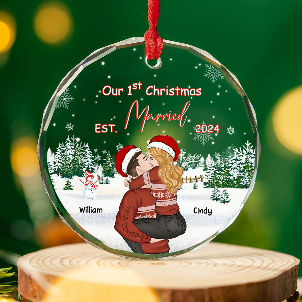 First Christmas With You - Personalized Custom Glass Ornament