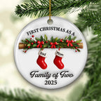 First Christmas Lovely Family - Personalized Custom 3D Effect Ceramic Ornament