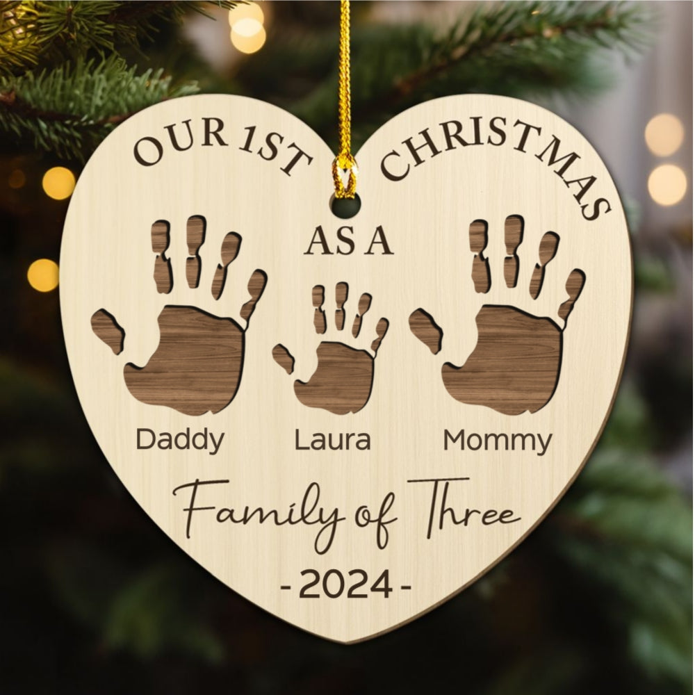 Happy 1st Christmas As A Family - Personalized Custom Wood Ornament