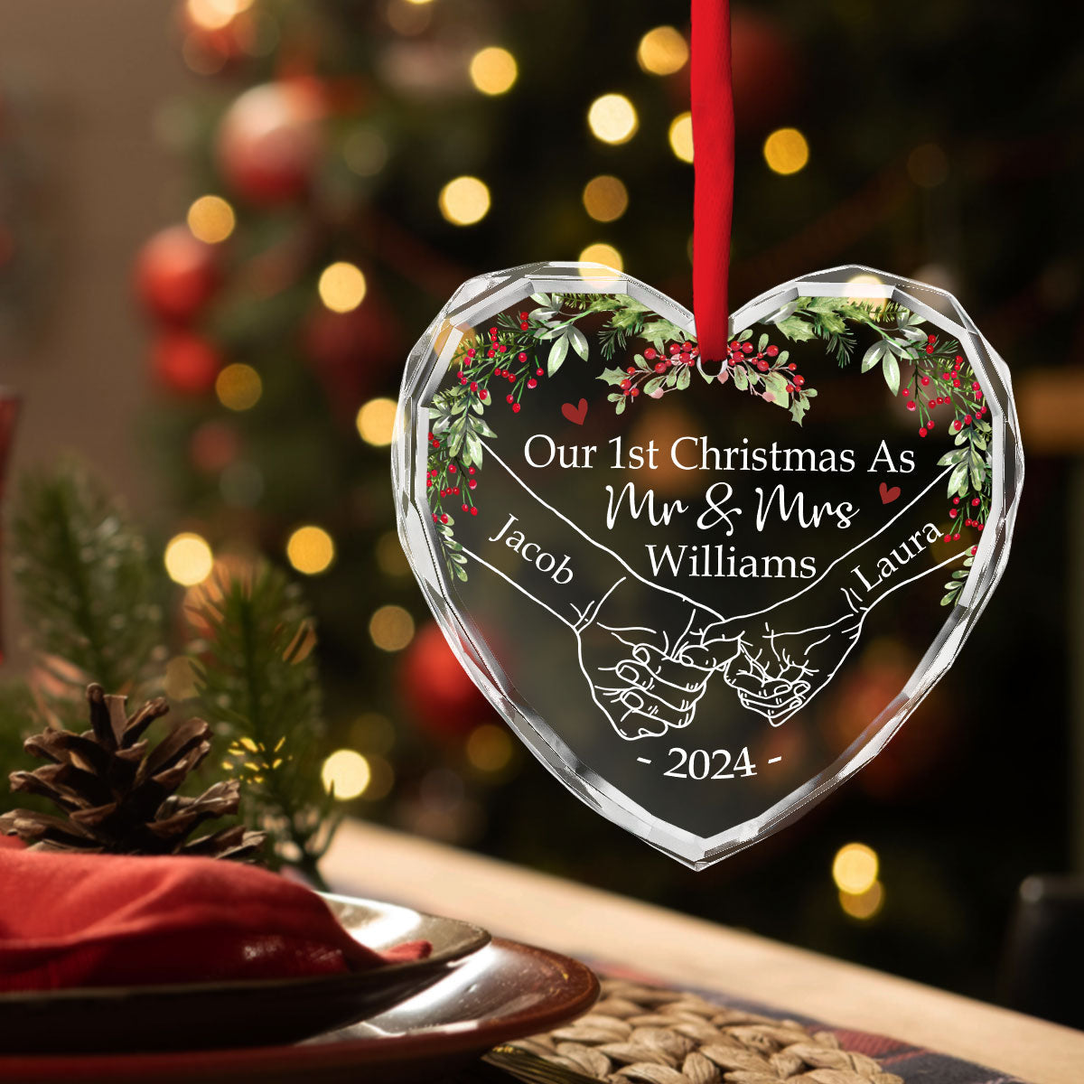 Our 1st Christmas As Mr. And Mrs. - Personalized Custom Glass Ornament