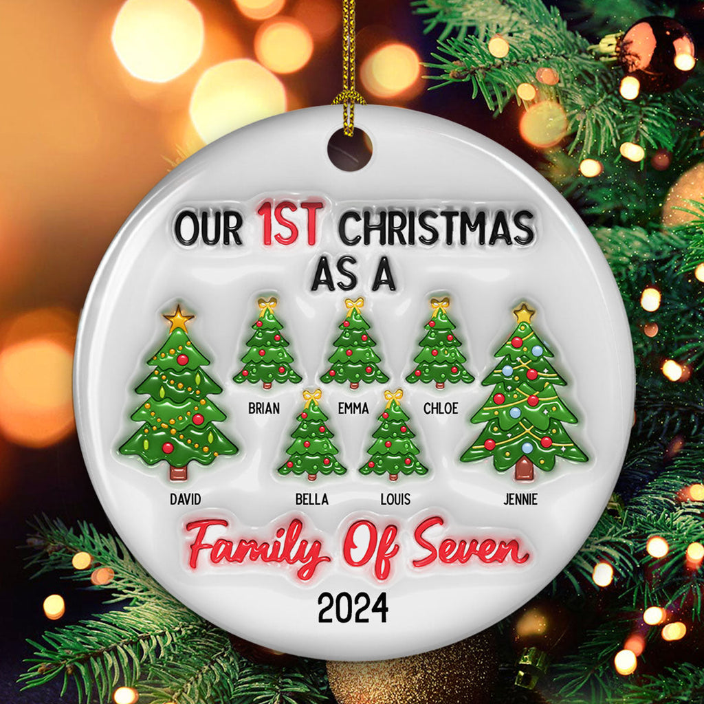 Family Christmas Tree - Personalized Custom 3D Inflated Effect Ceramic Ornament