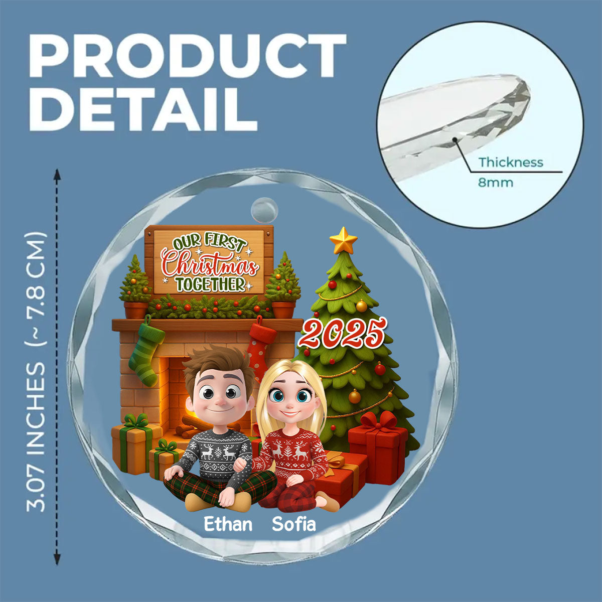 Our First Christmas Couple - Personalized Custom Glass Ornament