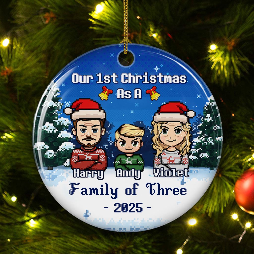 Warm Winter Family - Personalized Custom Ceramic Ornament