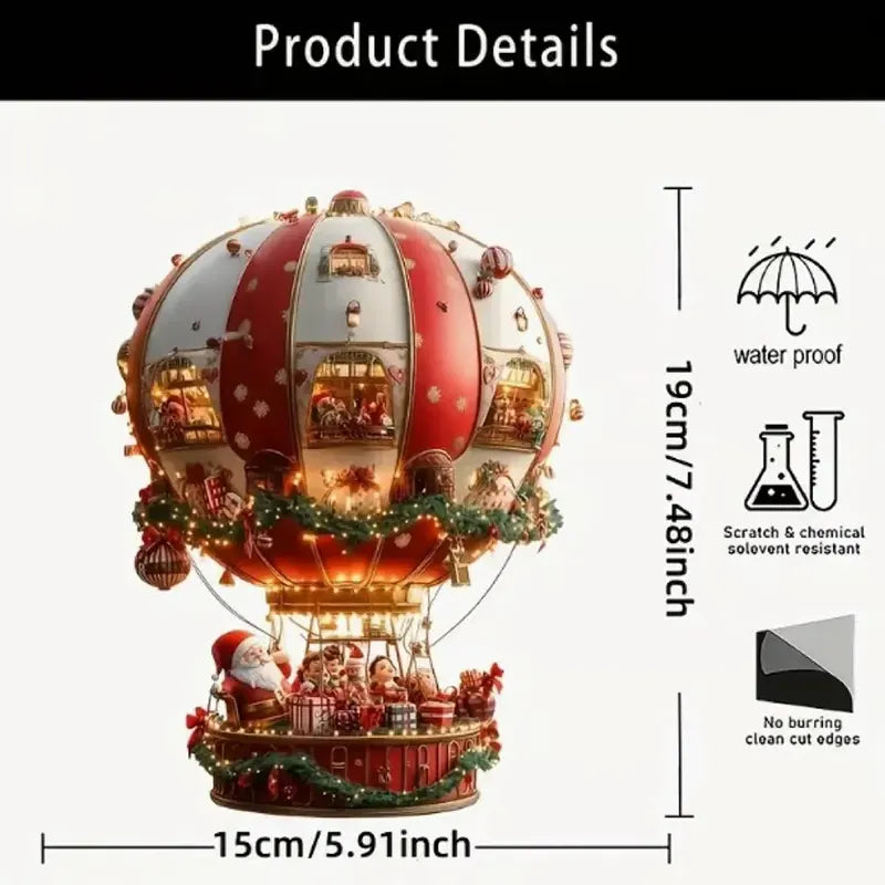 Acrylic Christmas Hot Air Balloon Ornament