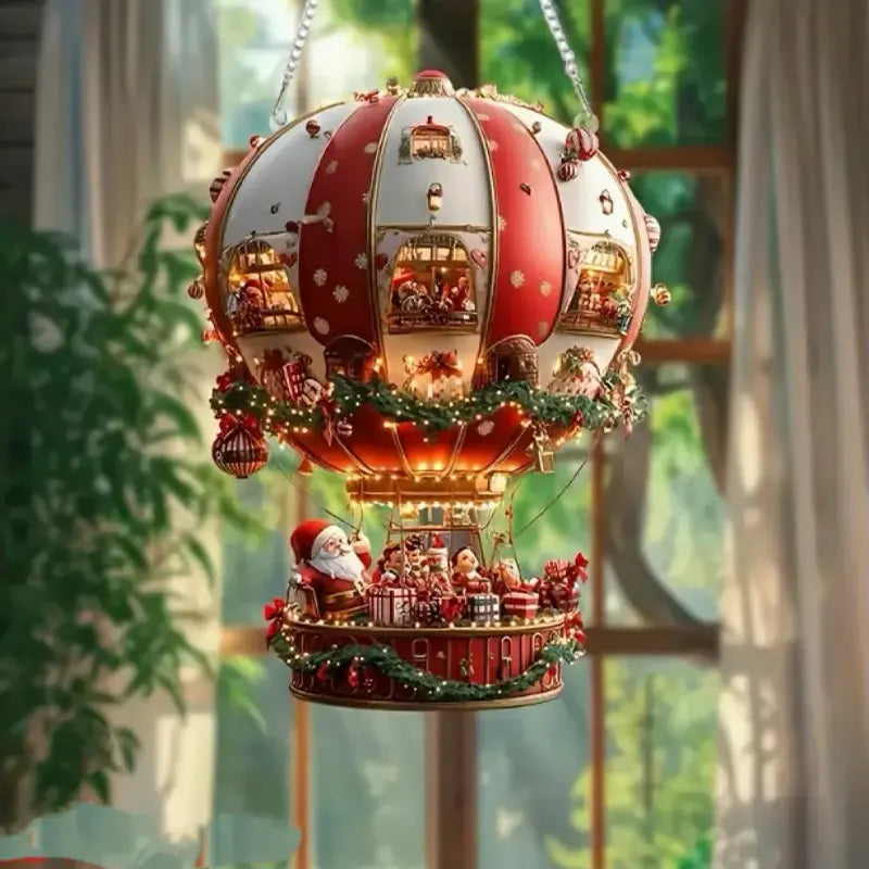 Acrylic Christmas Hot Air Balloon Ornament