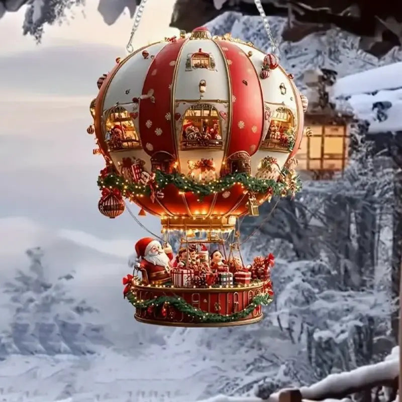 Acrylic Christmas Hot Air Balloon Ornament