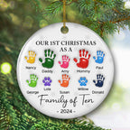 First Christmas As A Family Handprints - Personalized Custom 3D Inflated Effect Ceramic Ornament