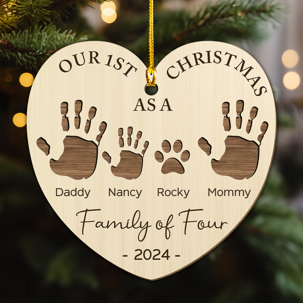 Happy 1st Christmas As A Family - Personalized Custom Wood Ornament