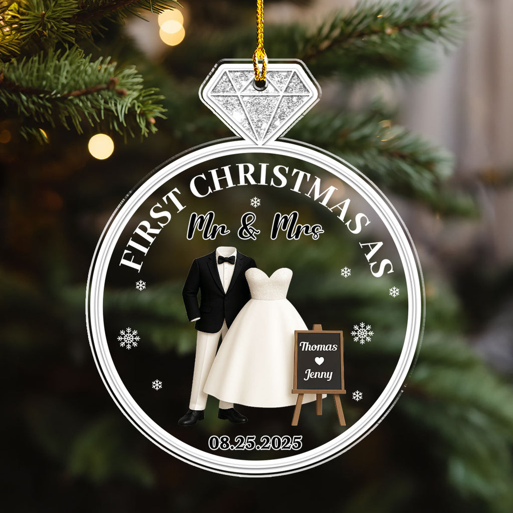 First Christmas Married - Personalized Custom Acrylic Ornament