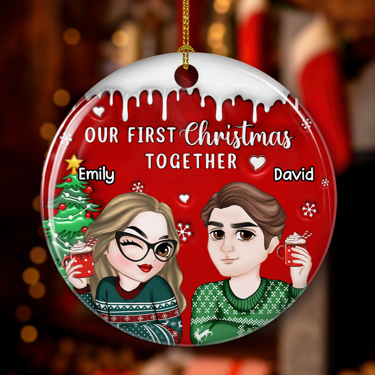 I Found You - Personalized Custom 3D Inflated Effect Ceramic Ornament