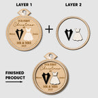 Couple First Christmas - Personalized Custom Freeshape 2-layered Wood Ornament