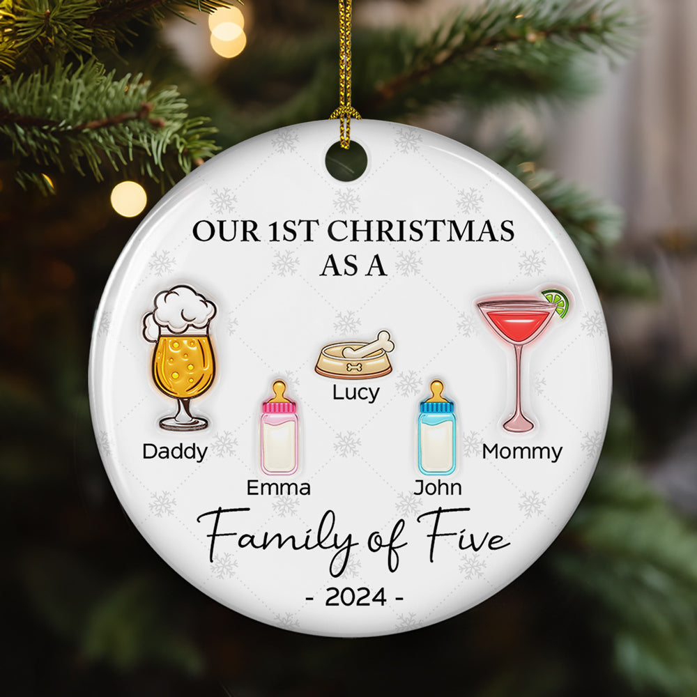 Cheering First Christmas As A Family - Personalized Custom 3D Inflated Effect Ceramic Ornament