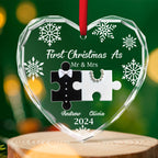 First Christmas As Married - Personalized Custom Glass Ornament