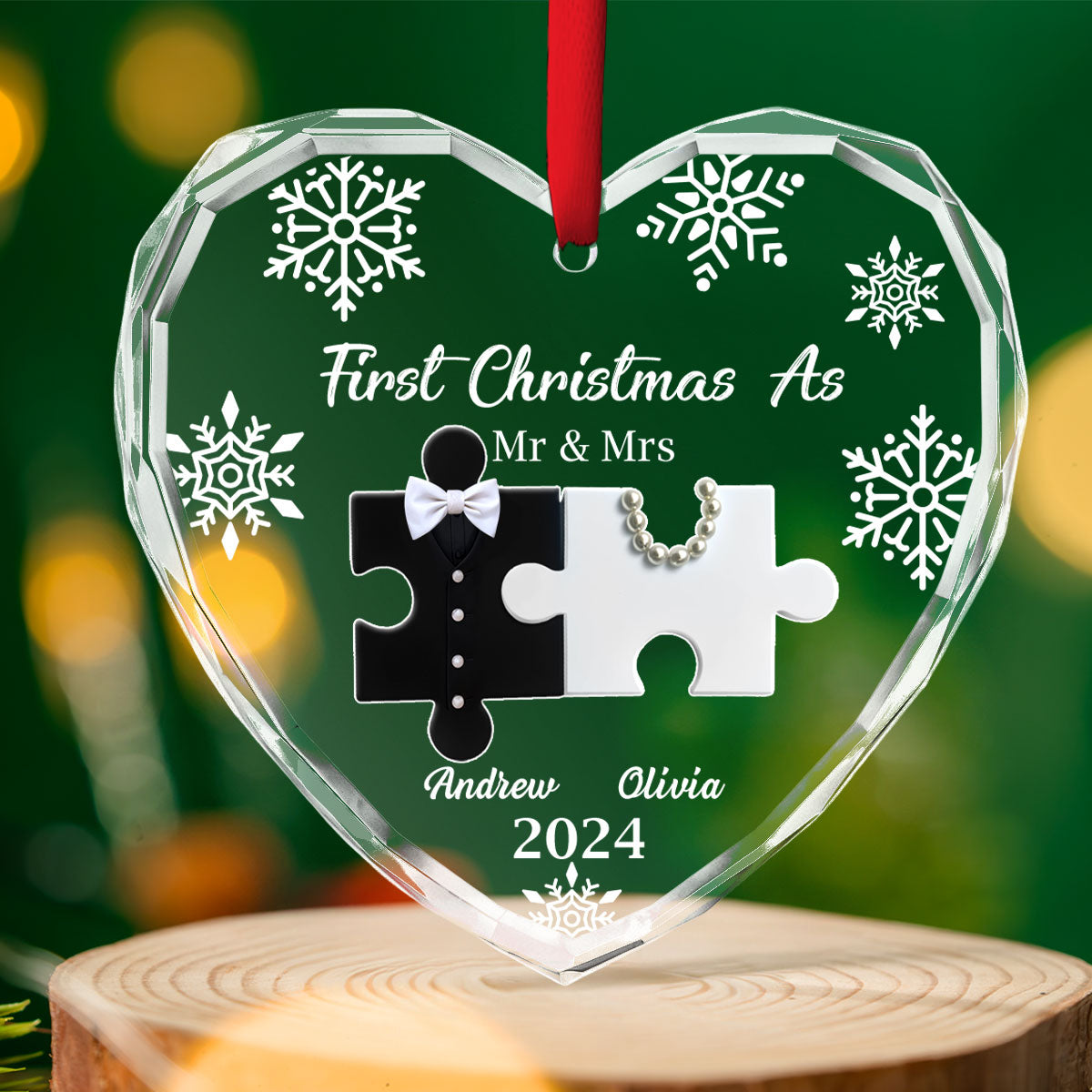 First Christmas As Married - Personalized Custom Glass Ornament