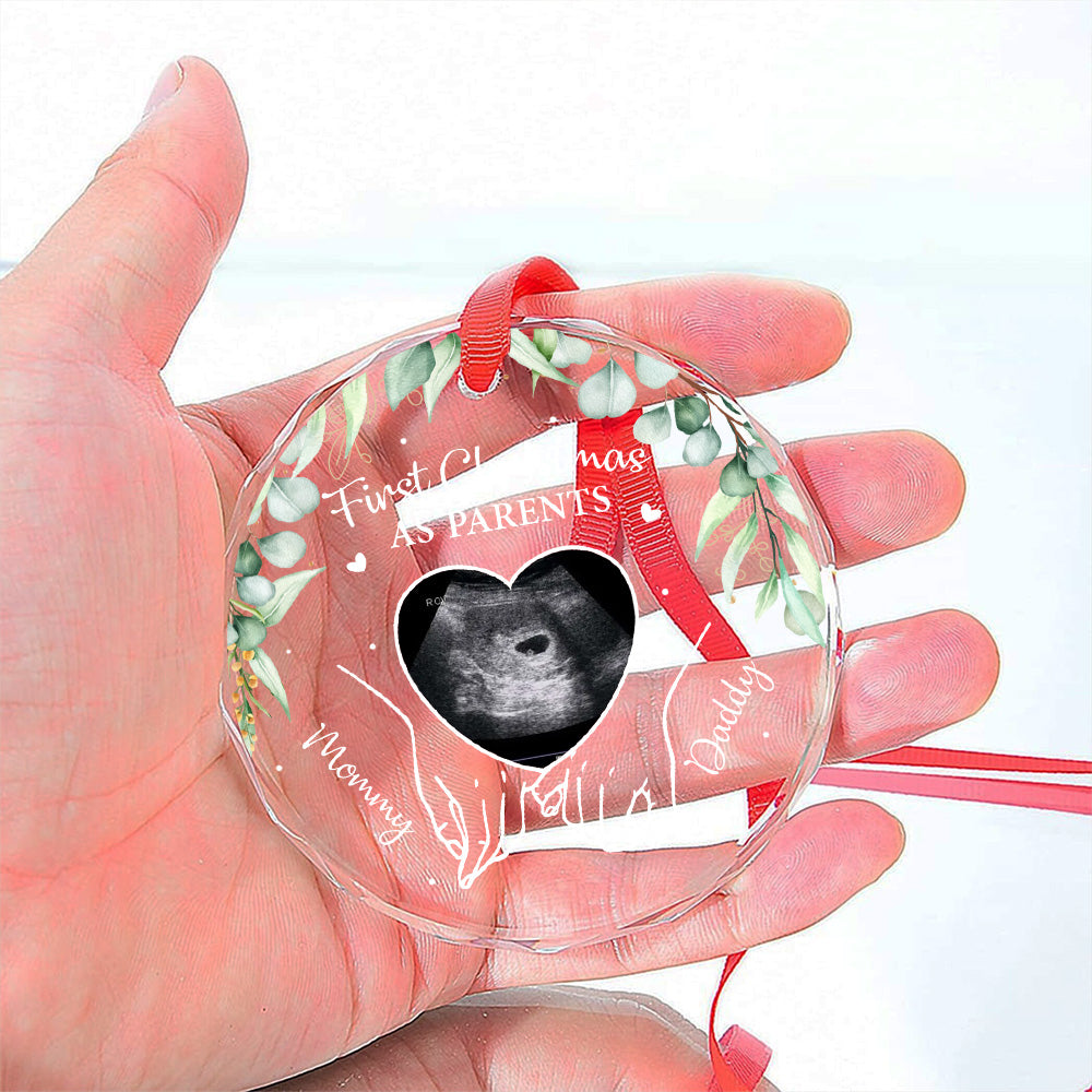 Custom Photo First Christmas As Parents - Personalized Custom Glass Ornament