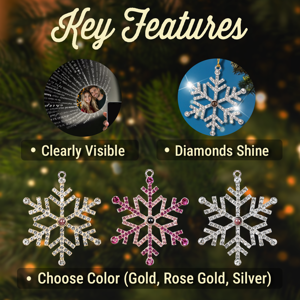 Our First Christmas As A Family - Personalized Custom Photo Snowflake Projection Ornament