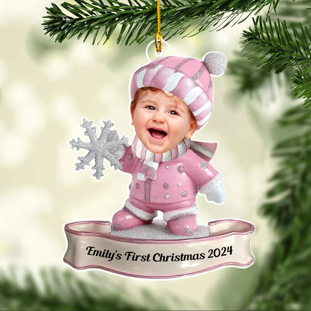 Baby First Christmas Custom Photo - Personalized Custom Acrylic Ornament