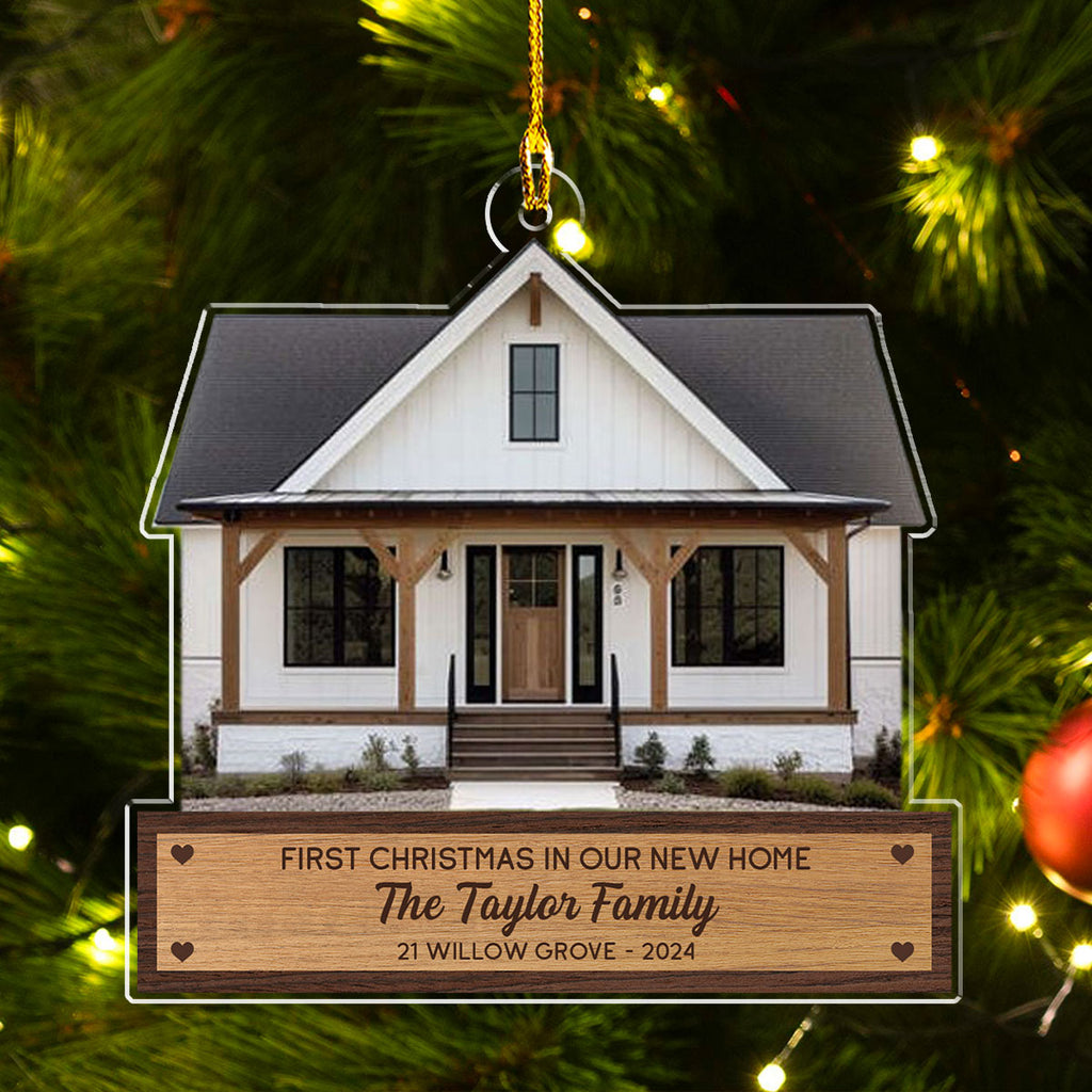 First Christmas In Our New Home Custom Photo - Personalized Custom Acrylic Ornament