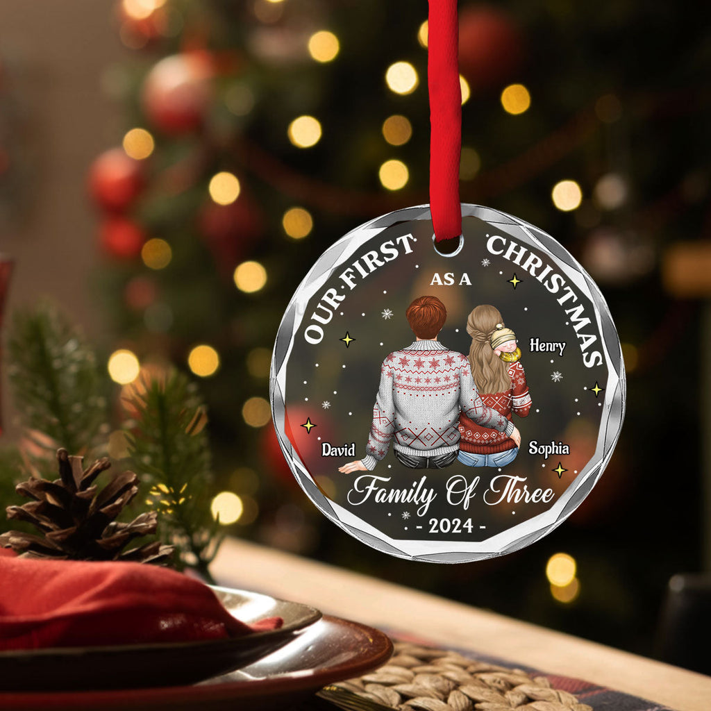 Our 1st Christmas As A Family - Personalized Custom Glass Ornament