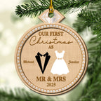 Couple First Christmas - Personalized Custom Freeshape 2-layered Wood Ornament