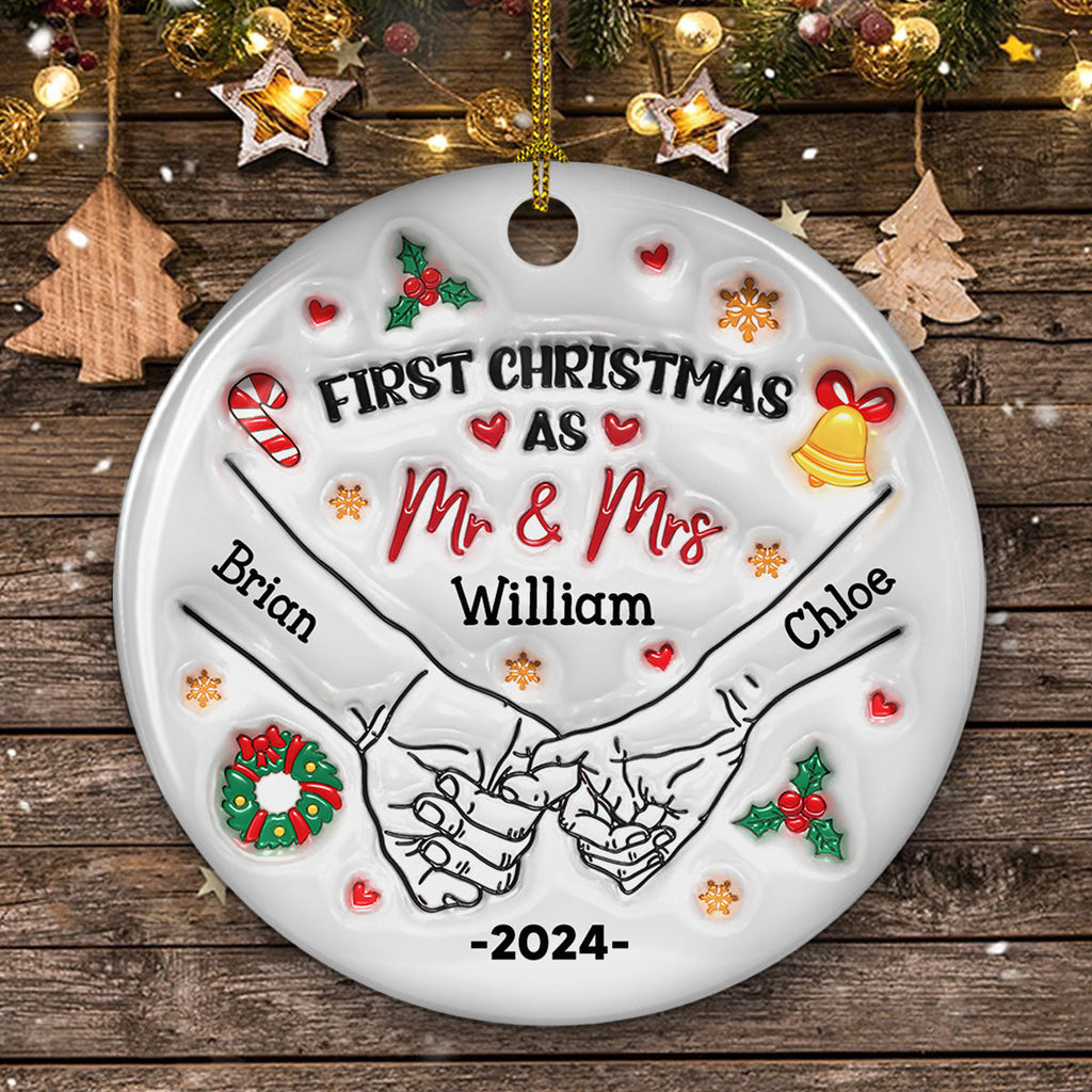 Our First Year - Personalized Custom 3D Inflated Effect Ceramic Ornament