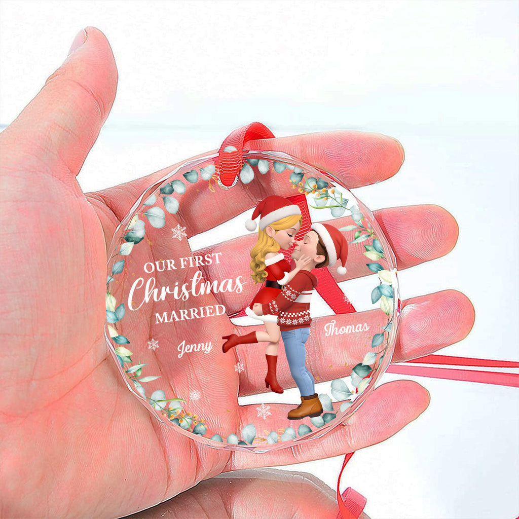 First Christmas Of Us - Personalized Custom Glass Ornament