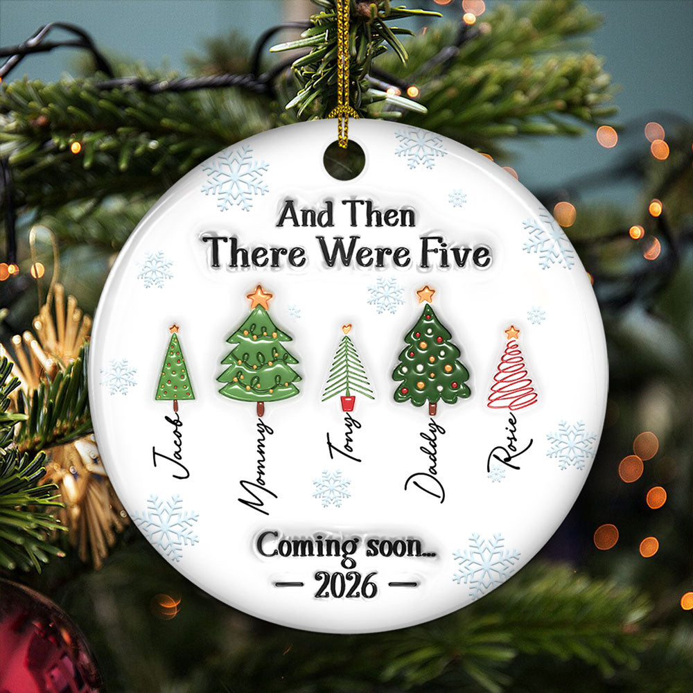 And Then There Were Three - Personalized Custom 3D Inflated Effect Ceramic Ornament
