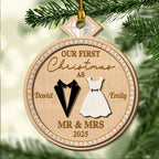 Couple First Christmas - Personalized Custom Freeshape 2-layered Wood Ornament