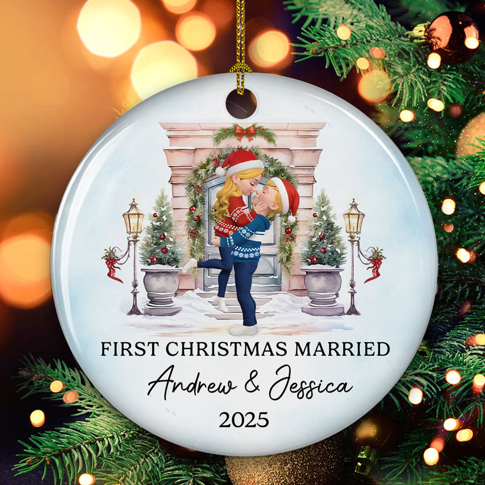 Love Shines Bright This Christmas - Personalized Custom Ceramic Ornament